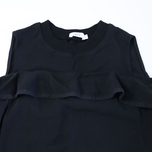 A.L.C Lindsey Black Cold Shoulder Ruffle Top Black Size 0 - Picture 4 of 11